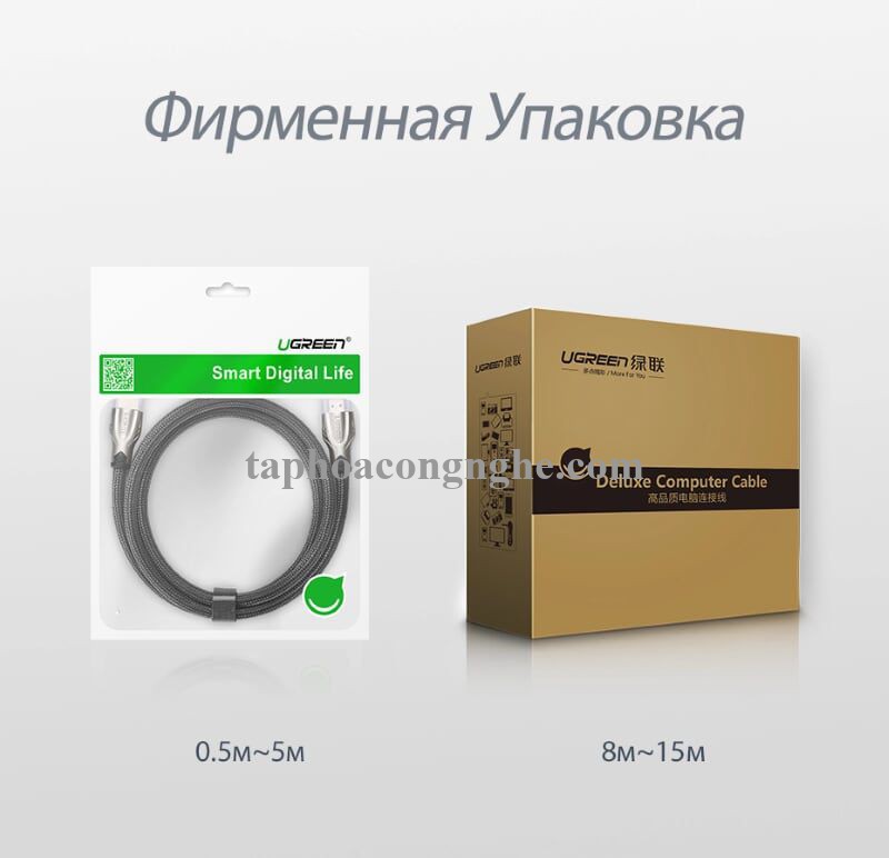 Ugreen 11193 5M màu Đen Cáp tín hiệu HDMI vỏ bọc lưới cao cấp HD102 30011193